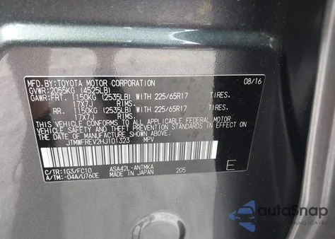 2017 Toyota Rav4 Xle из США, поврежденный, VIN JTMWFREV2HJ101323